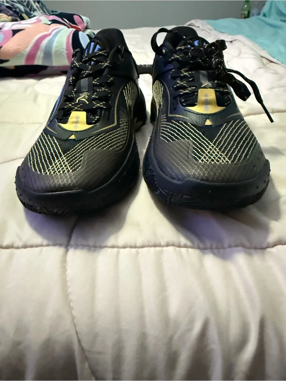 Men's Kyrie Irving 1 Black and Gold Performance Sneakers by